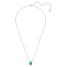 Load image into Gallery viewer, Swarovski Angelic Rectangular Necklace, Green, Rhodium plated