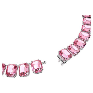 Millenia necklace Octagon cut, Pink, Rhodium plated