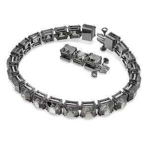 Millenia bracelet Square cut, Gray, Ruthenium plated