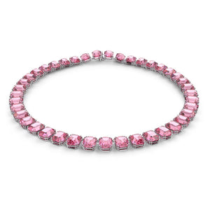 Millenia necklace Octagon cut, Pink, Rhodium plated