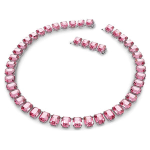 Millenia necklace Octagon cut, Pink, Rhodium plated