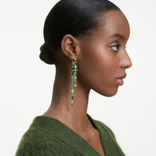 Load image into Gallery viewer, Gema drop earrings Asymmetrical, Long, Green, Gold-tone plated