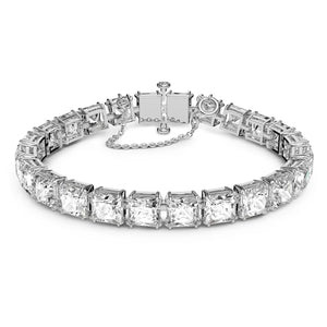 Millenia bracelet Square cut, Small, White, Rhodium plated