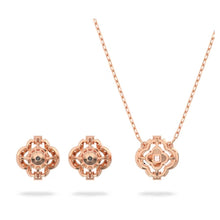 Load image into Gallery viewer, Swarovski Sparkling Dance set Clover, White, Rose gold-tone plated