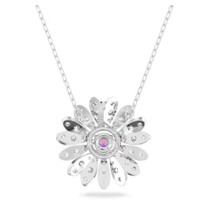 Eternal Flower pendant Flower, Pink, Rhodium plated