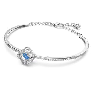 Swarovski Sparkling Dance bangle Blue, Rhodium plated