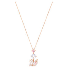 Load image into Gallery viewer, Swarovski Dazzling Swan Y Necklace, Multi-colored, Rose-gold tone plated