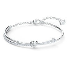 Load image into Gallery viewer, Swarovski Lifelong Heart Bangle, White, Rhodium plated