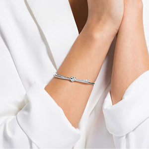 Swarovski Lifelong Heart Bangle, White, Rhodium plated