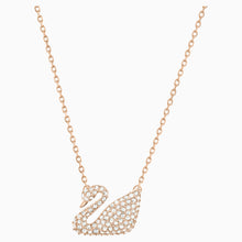 Load image into Gallery viewer, SWAN NECKLACE, WHITE, ROSE-GOLD TONE PLATED