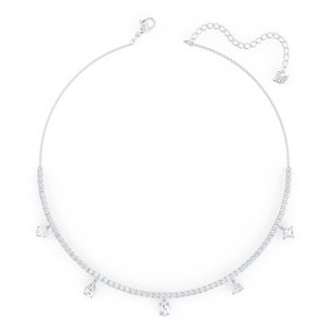 Swarovski Tennis Deluxe Mixed Choker, White, Rhodium plated