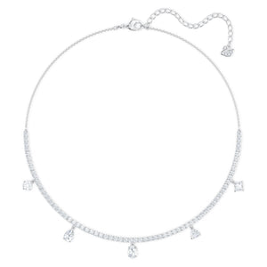 Swarovski Tennis Deluxe Mixed Choker, White, Rhodium plated