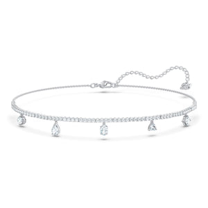 Swarovski Tennis Deluxe Mixed Choker, White, Rhodium plated