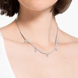 Swarovski Tennis Deluxe Mixed Choker, White, Rhodium plated