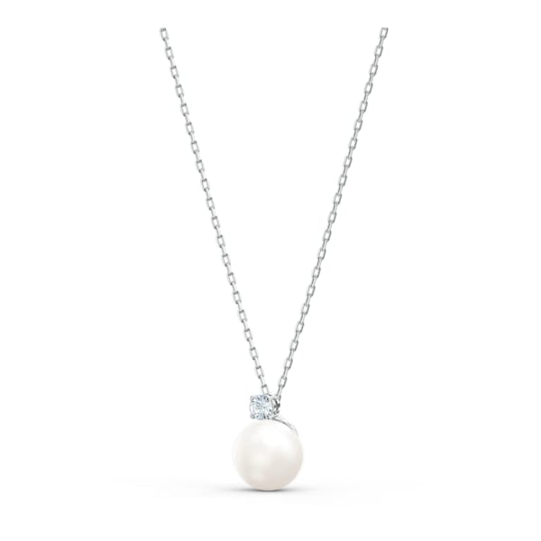 Swarovski Treasure Pearl Necklace, White, Rhodium plated