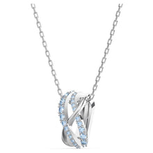 Load image into Gallery viewer, Swarovski Twist Rows Pendant, Blue, Rhodium plated