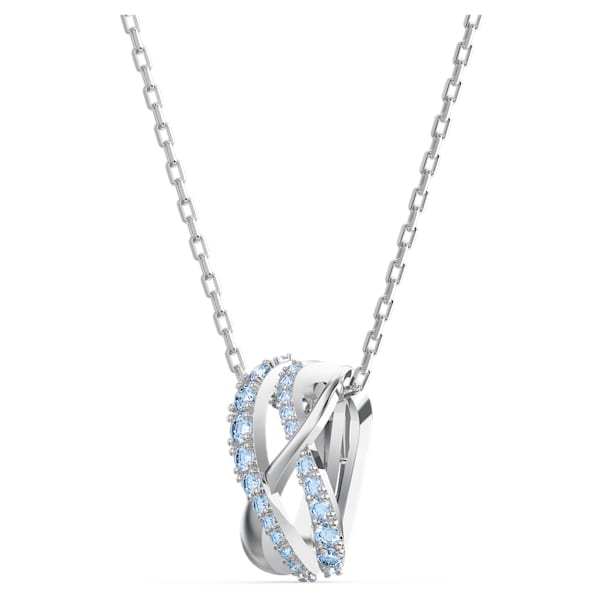 Swarovski Twist Rows Pendant, Blue, Rhodium plated