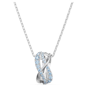 Swarovski Twist Rows Pendant, Blue, Rhodium plated