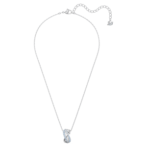 Swarovski Twist Rows Pendant, Blue, Rhodium plated